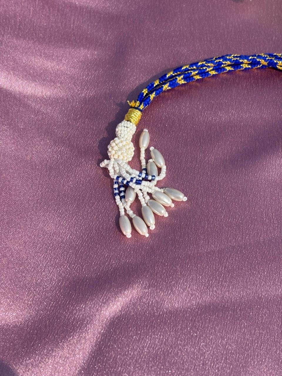 Adjustable Blue Silk Thread Necklace Cord - Image 2