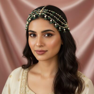 Gold-Plated Kundan Studded & Beaded Matha Patti