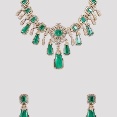Green Stone Polki Jewellery Set