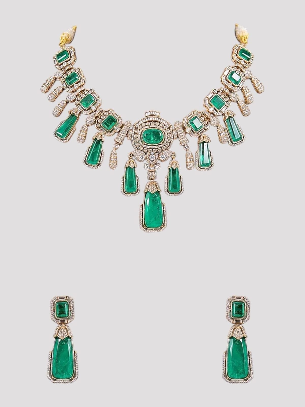 Green Stone Polki Jewellery Set