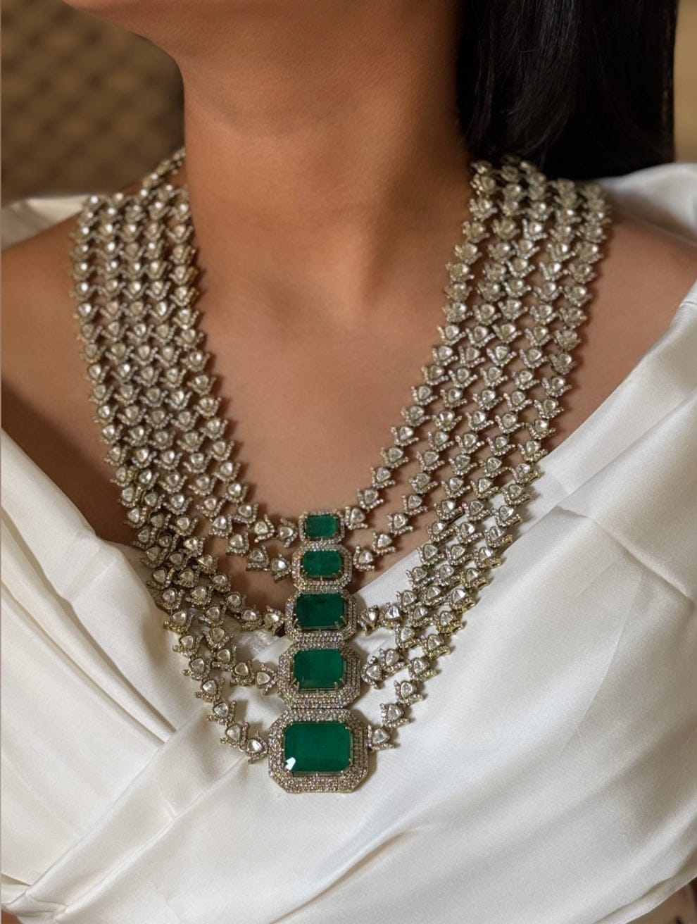 Emerald Polki Kundan Bridal Necklace Set