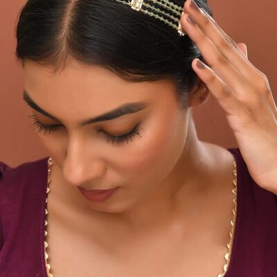 Gold Finish Kundan Polki Sheeshphool