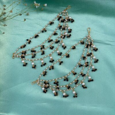 Black Pearl Drop Ear Chain