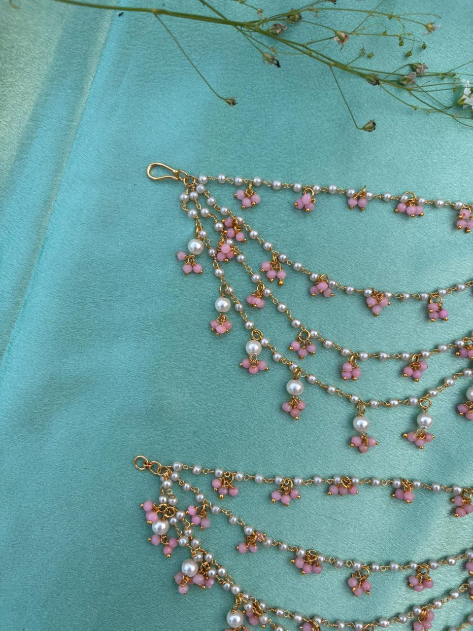 Pink Pearl Drop Ear Chain - Image 2