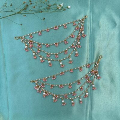 Pink Pearl Drop Ear Chain