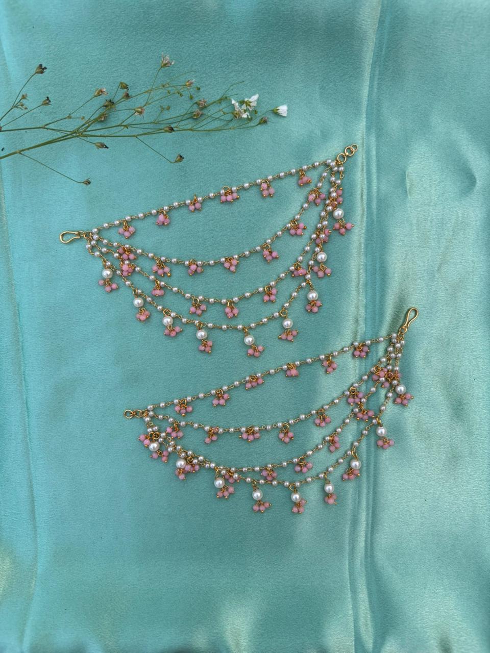 Pink Pearl Drop Ear Chain