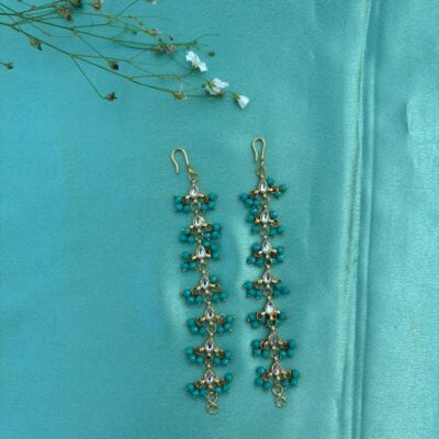 Turquoise Floral Drop Ear Chain Earrings