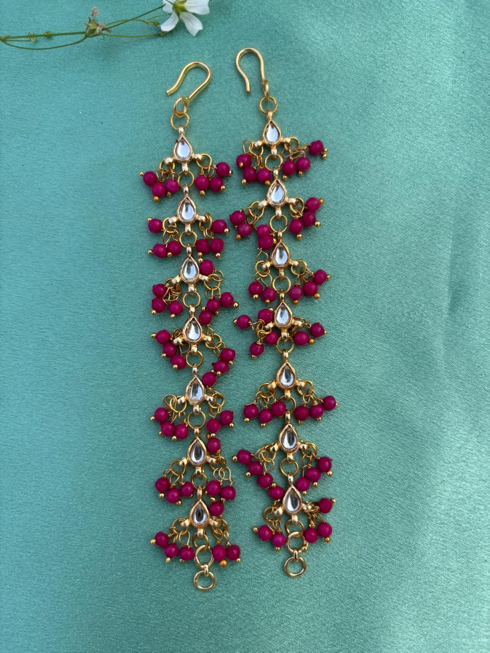 Rani Floral Drop Ear Chain Earrings - Image 2
