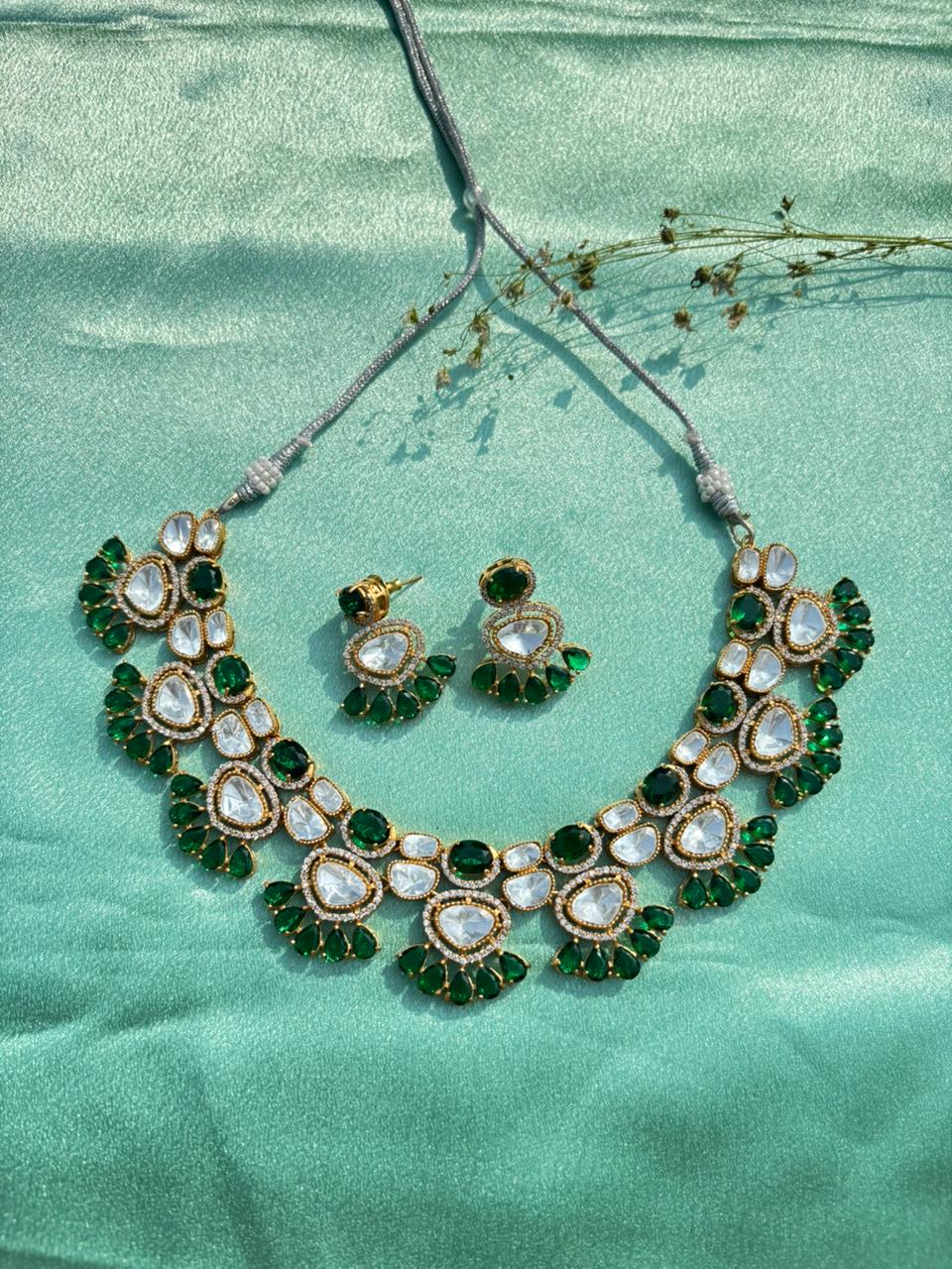 Victorian mossonite necklace with earrings
