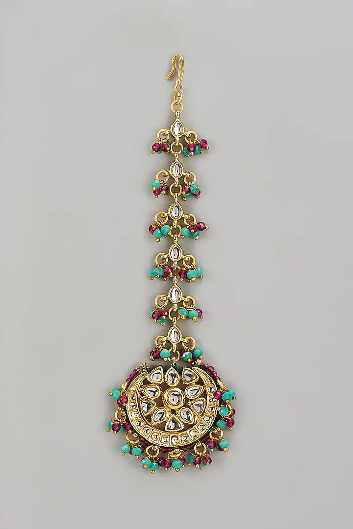Gold Finish Kundan Polki Maangtikka - Image 2
