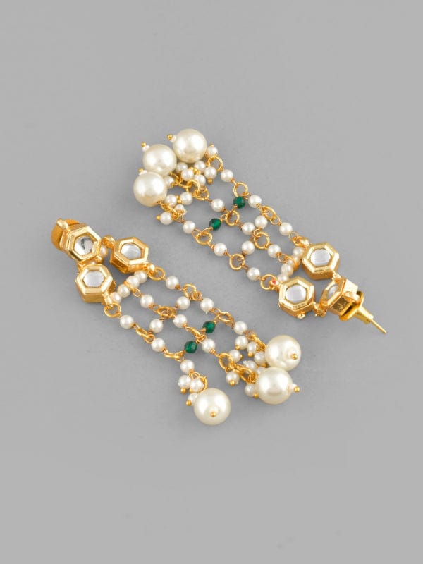 Gold-Plated Stone-Studded & Beaded Jewellery Set - Image 5