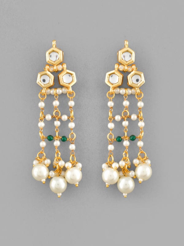 Gold-Plated Stone-Studded & Beaded Jewellery Set - Image 4