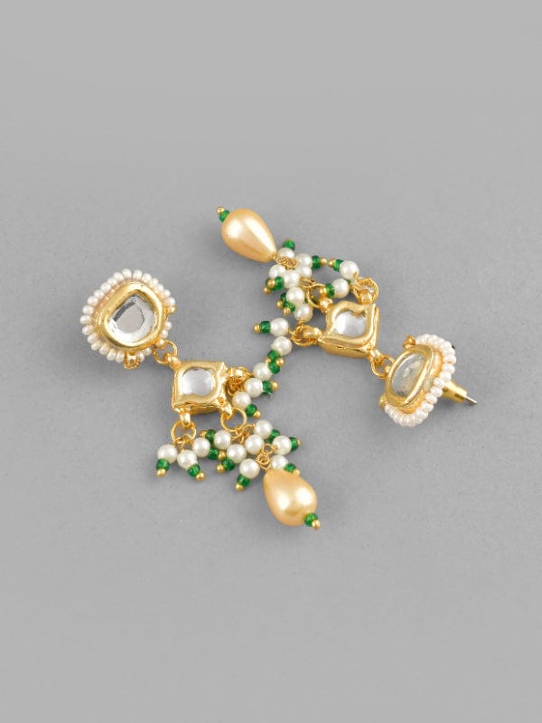 Green Gold Plated Designer Necklace and Earrings - Image 5