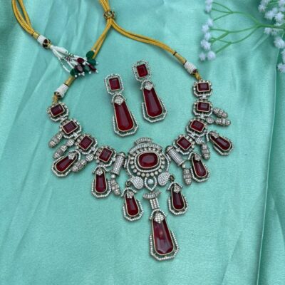 Luxury Pastel Kundan Pulki Stone Necklace Set