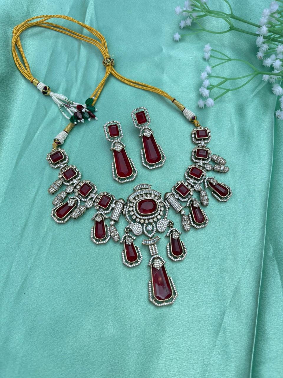 Luxury Pastel Kundan Pulki Stone Necklace Set