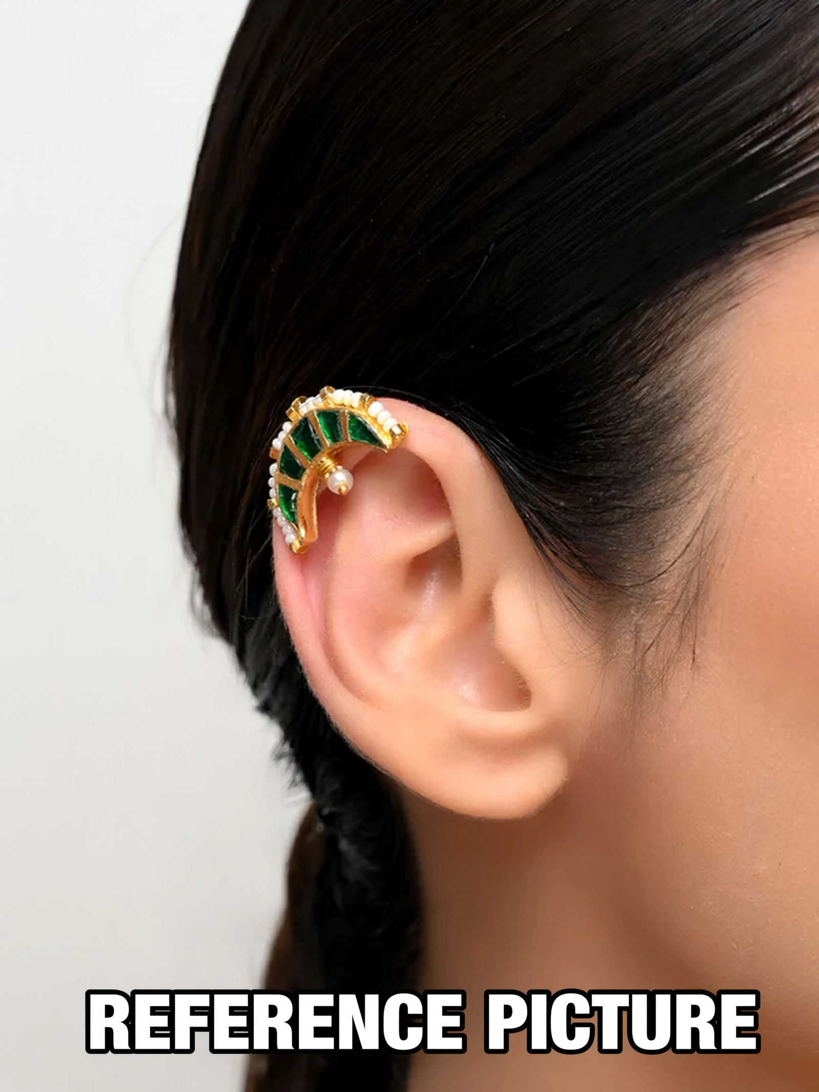 Gold Plated Kundan Ear Cuff - Image 2