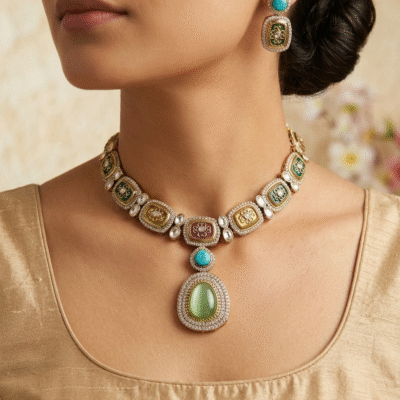 Multicolor Turquoise Kundan Necklace Set