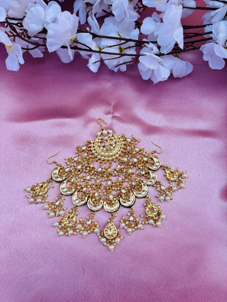 Gold Plated Kundan Passa Bridal Jhoomar Jewellery
