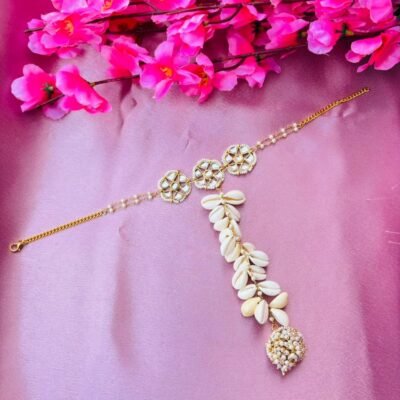 Kundan Cowrie Shell Bindi Chain Hand Harness (Pack Of 2)