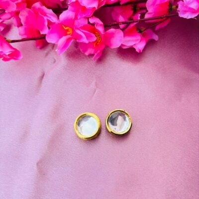Minimalist Round Kundan Stud Earrings