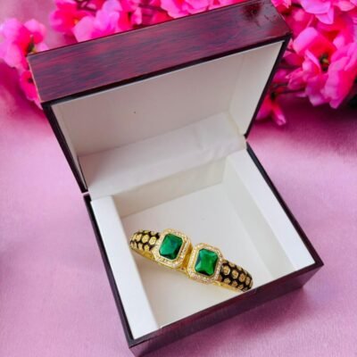 AD Gold Plated Openable Bangle Style Bracelet for Women (Pack Of 1)