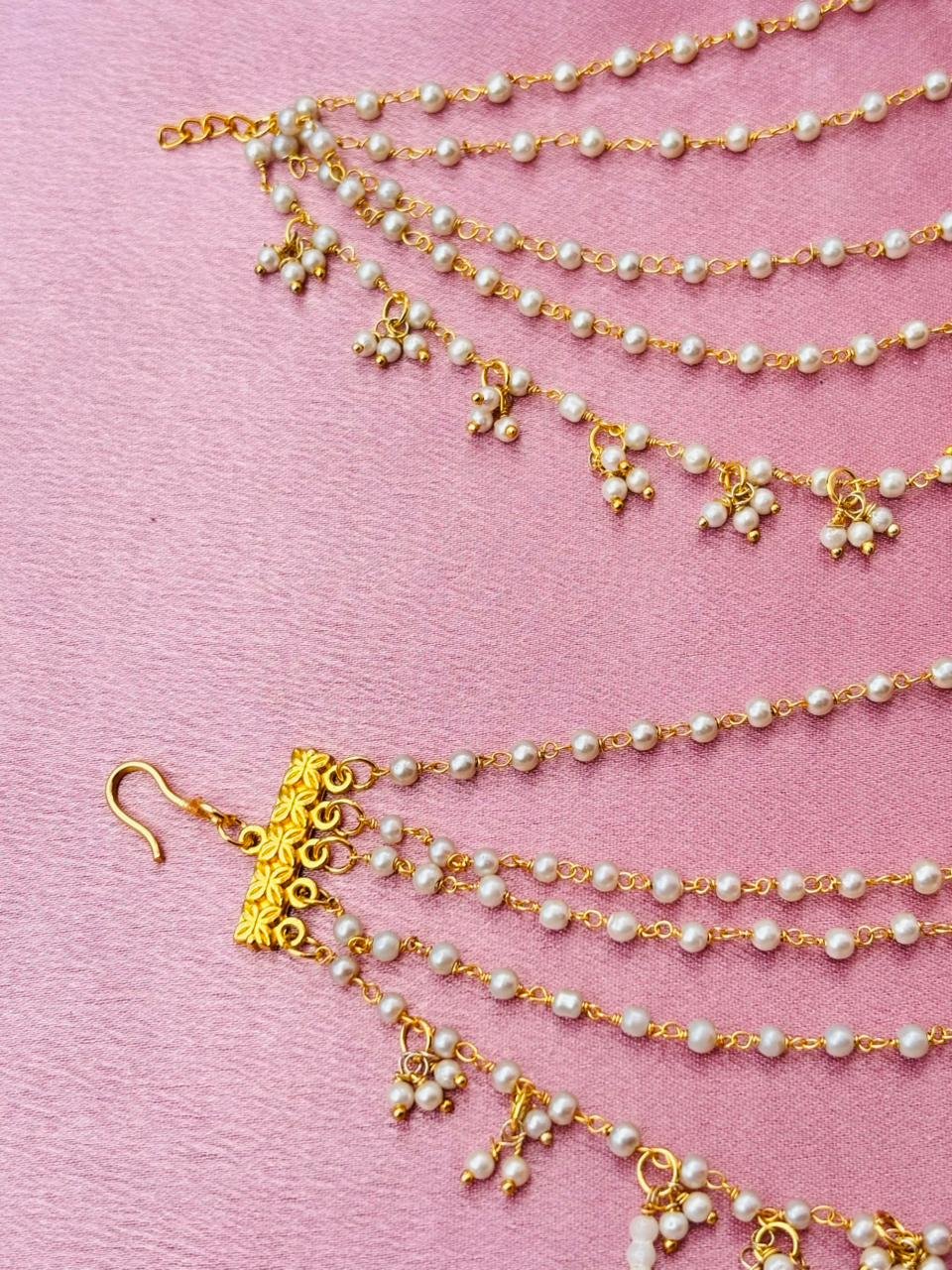 The Naaz: Elegant Pearl Layered Ear Sahare - Image 4