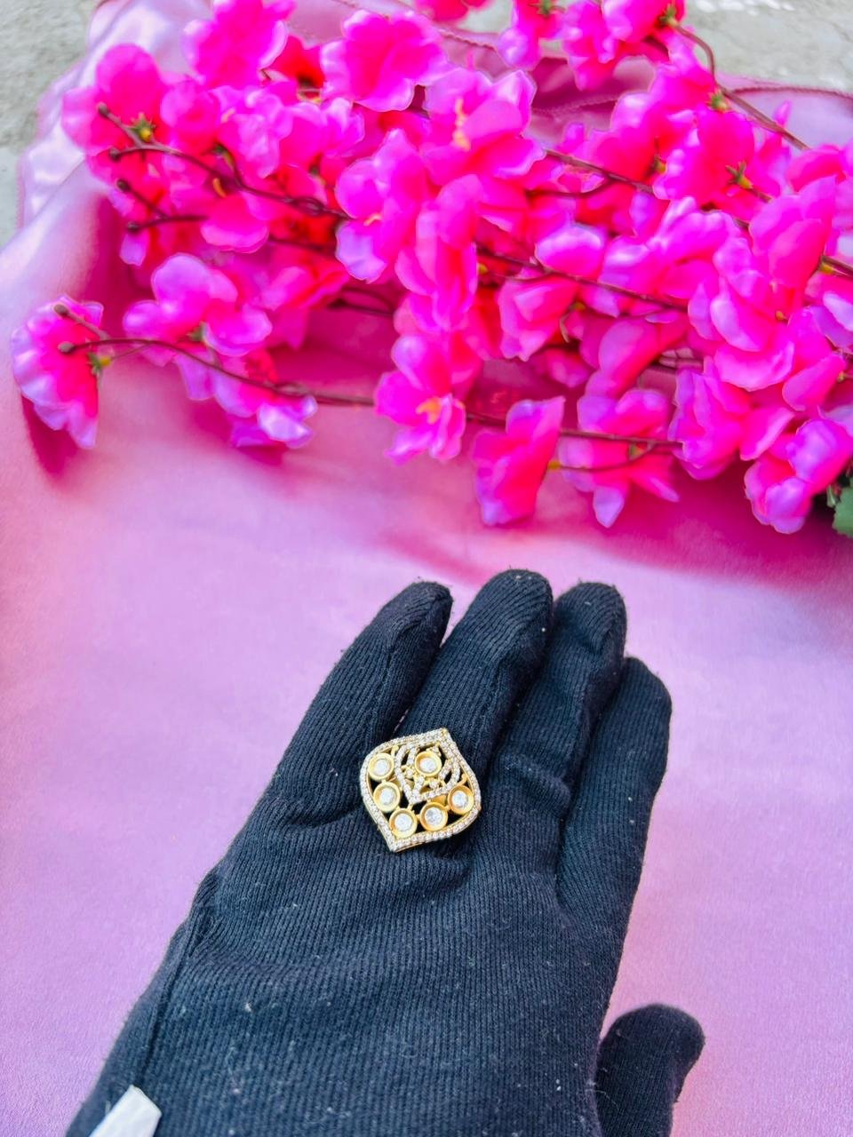 Dainty Moissanite Statement Adjustable Ring - Image 2