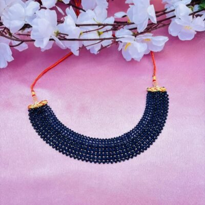 Handmade Blue Beaded Collar Necklace