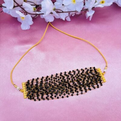 Multi-Layer Black Beaded Choker Necklace