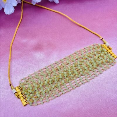 Multi-Layer Green Beaded Choker Necklace
