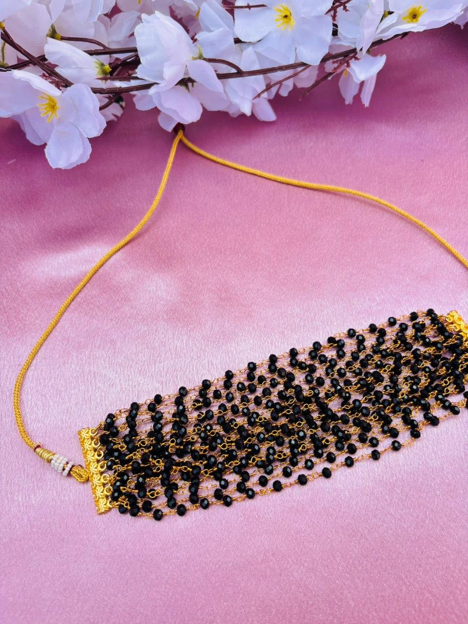 Multi-Layer Black Beaded Choker Necklace - Image 2