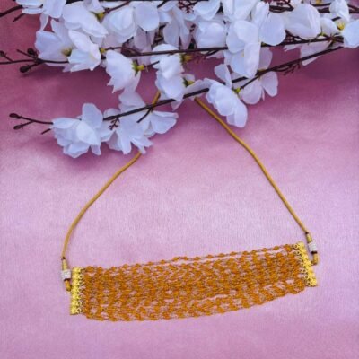 Multi-Layer Amber Beaded Choker Necklace
