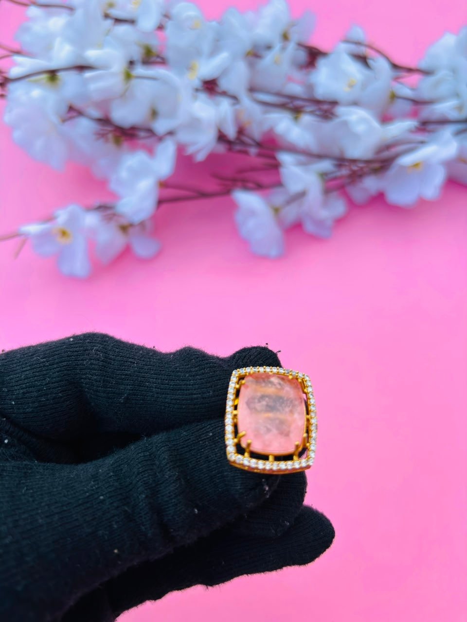 Royal Pink Gemstone Statement Ring - Image 6