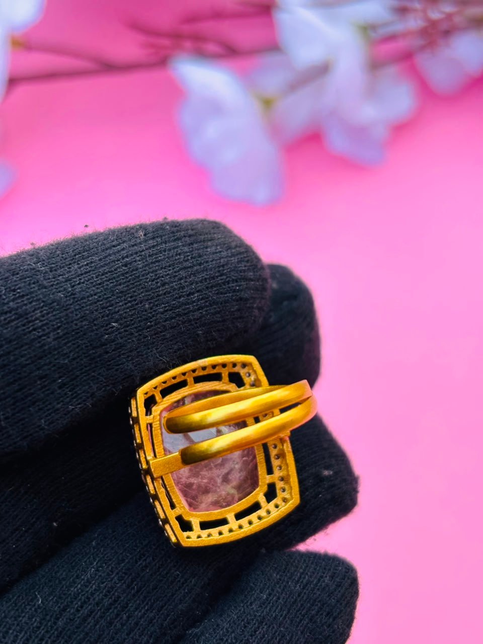 Royal Pink Gemstone Statement Ring - Image 5