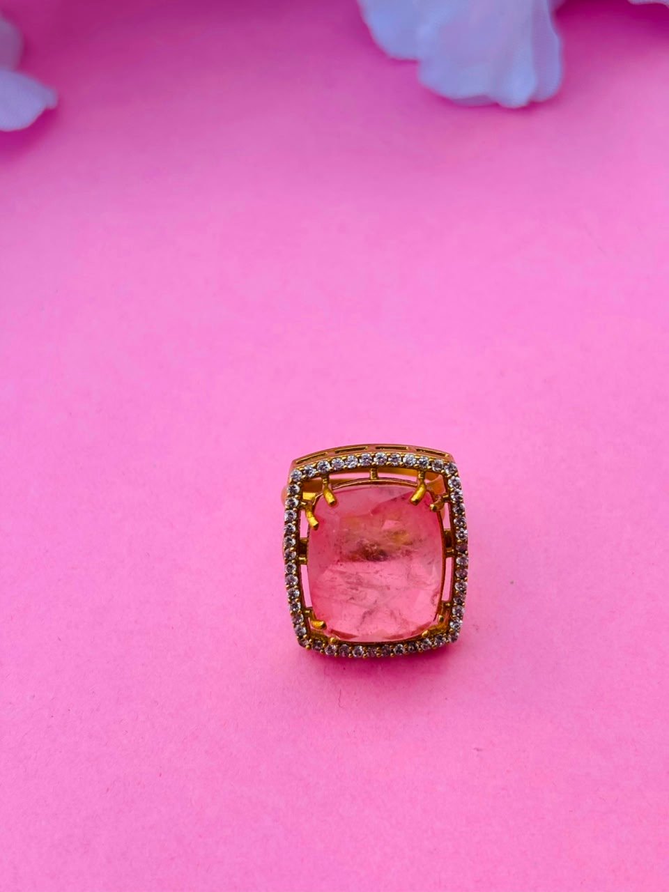 Royal Pink Gemstone Statement Ring - Image 3