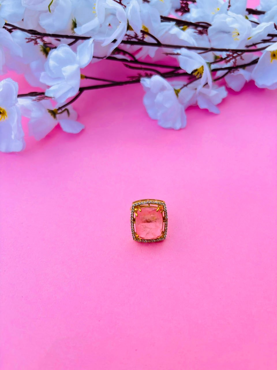 Royal Pink Gemstone Statement Ring - Image 2