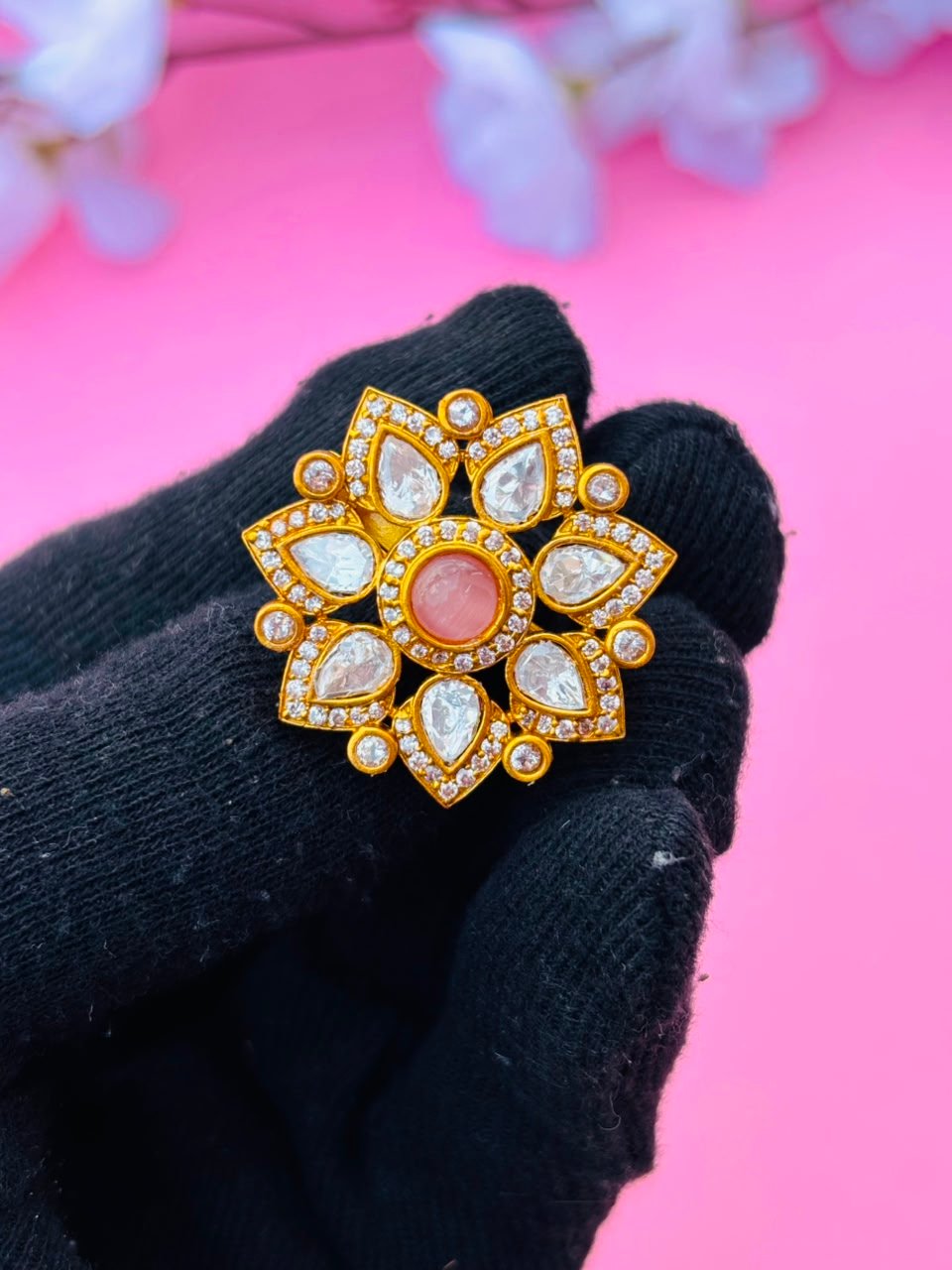 Floral Motif Statement Ring - Image 6