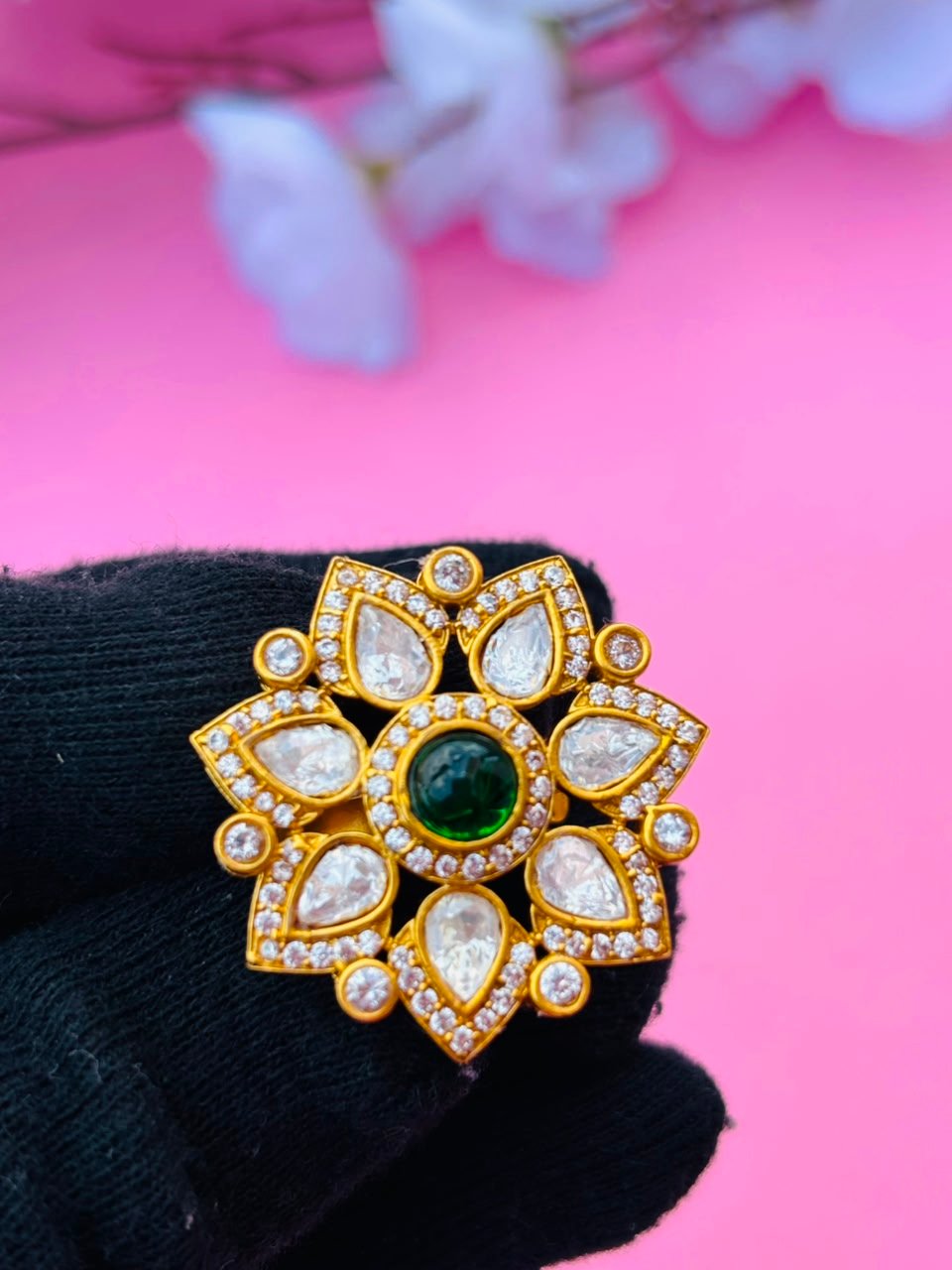 Floral Motif Statement Ring - Image 4