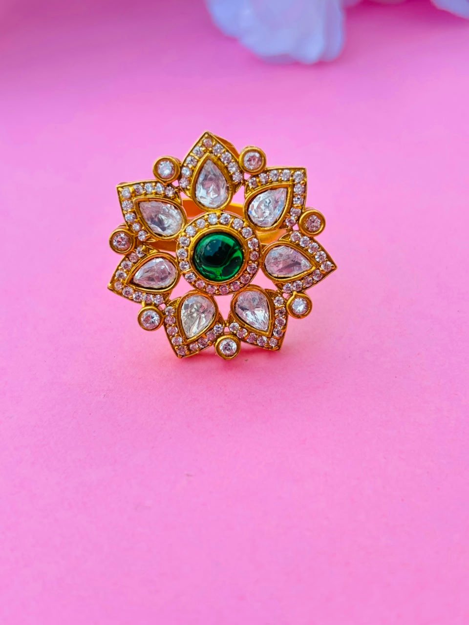 Floral Motif Statement Ring - Image 3