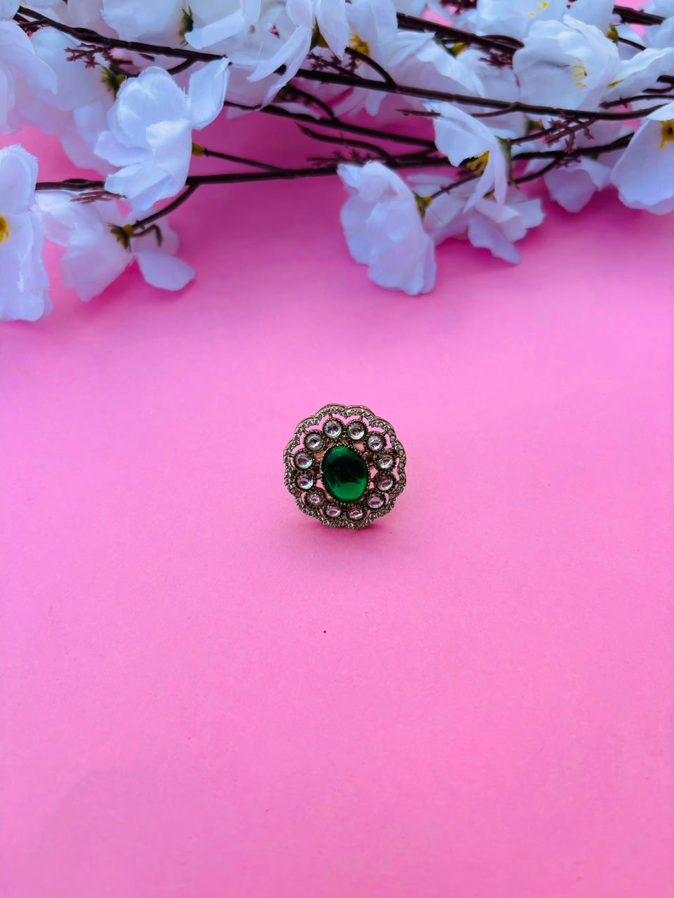 Royal Green Gemstone Statement Ring