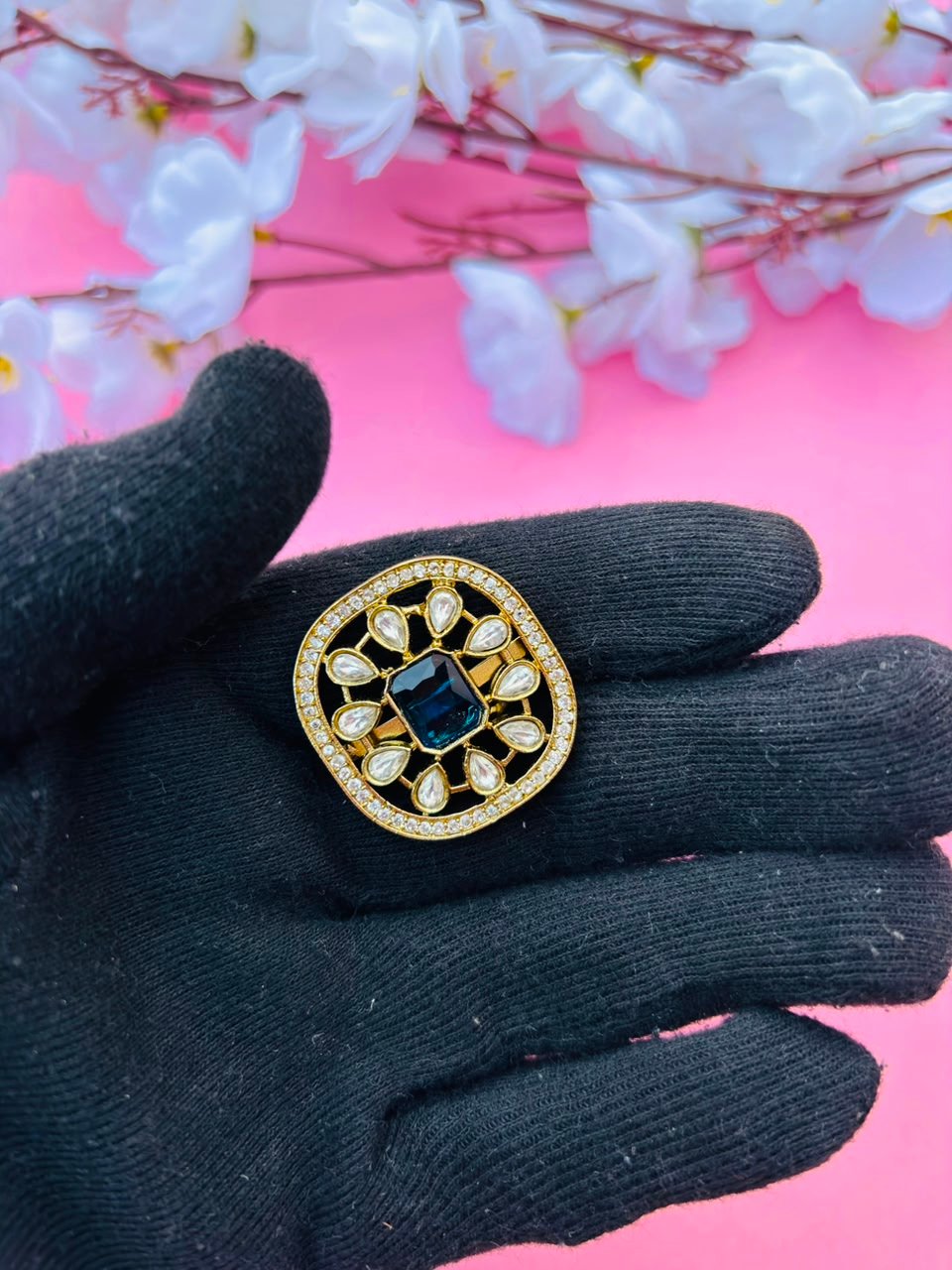 Royal Blue Gemstone Statement Ring - Image 3