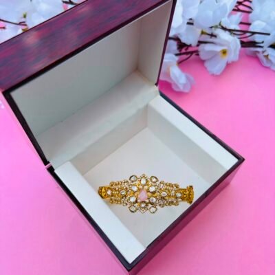 Elegant Kundan And Stone-Embellished Hinged Openable Bracelet (Pack Of 1)