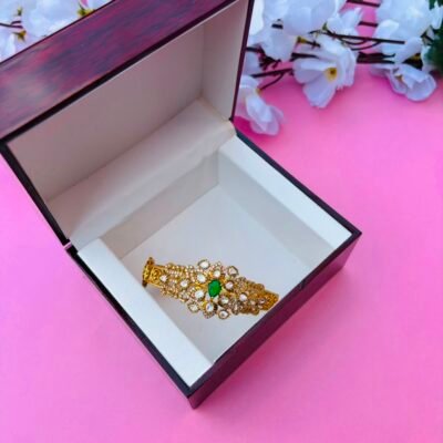 Elegant Kundan And Stone-Embellished Hinged Openable Bracelet (Pack Of 1)