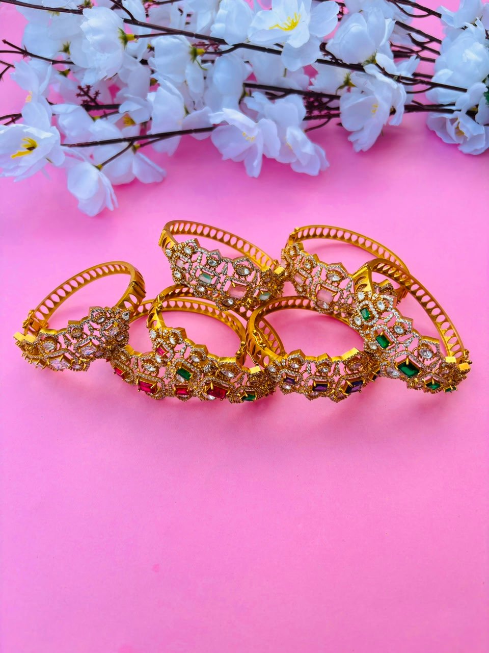 CZ Embellished Victorian Hinged Openable Bracelet (Pack Of 1) - Image 13