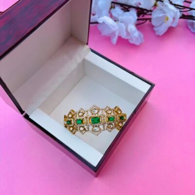CZ Embellished Victorian Hinged Openable Bracelet (Pack Of 1)