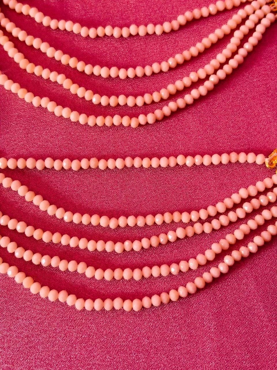 The Naaz: Multi-Layer Peach Crystal Beaded Ear Sahara - Image 2