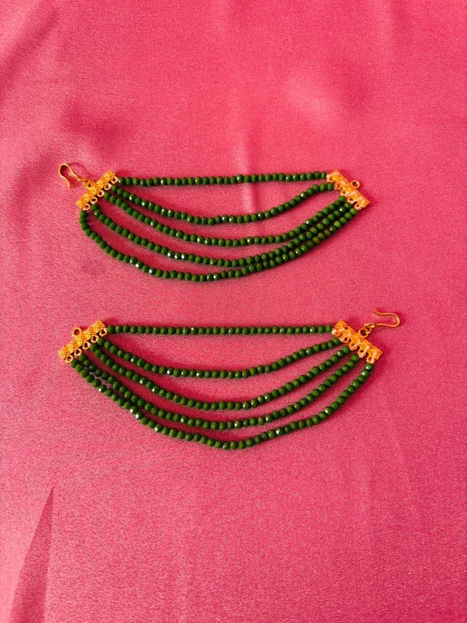 The Naaz: Multi-Layer Green Crystal Beaded Ear Sahara