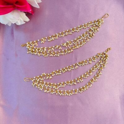 The Naaz: Elegant White Pearl Layered Ear Sahara