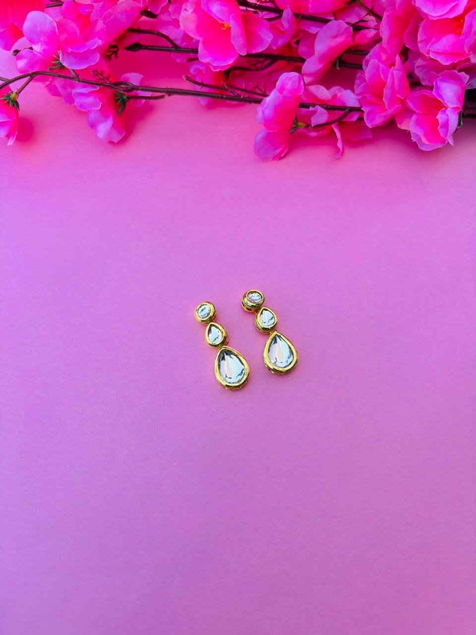 Elegant Ethnic Kundan Ear Studs for Daily Wear