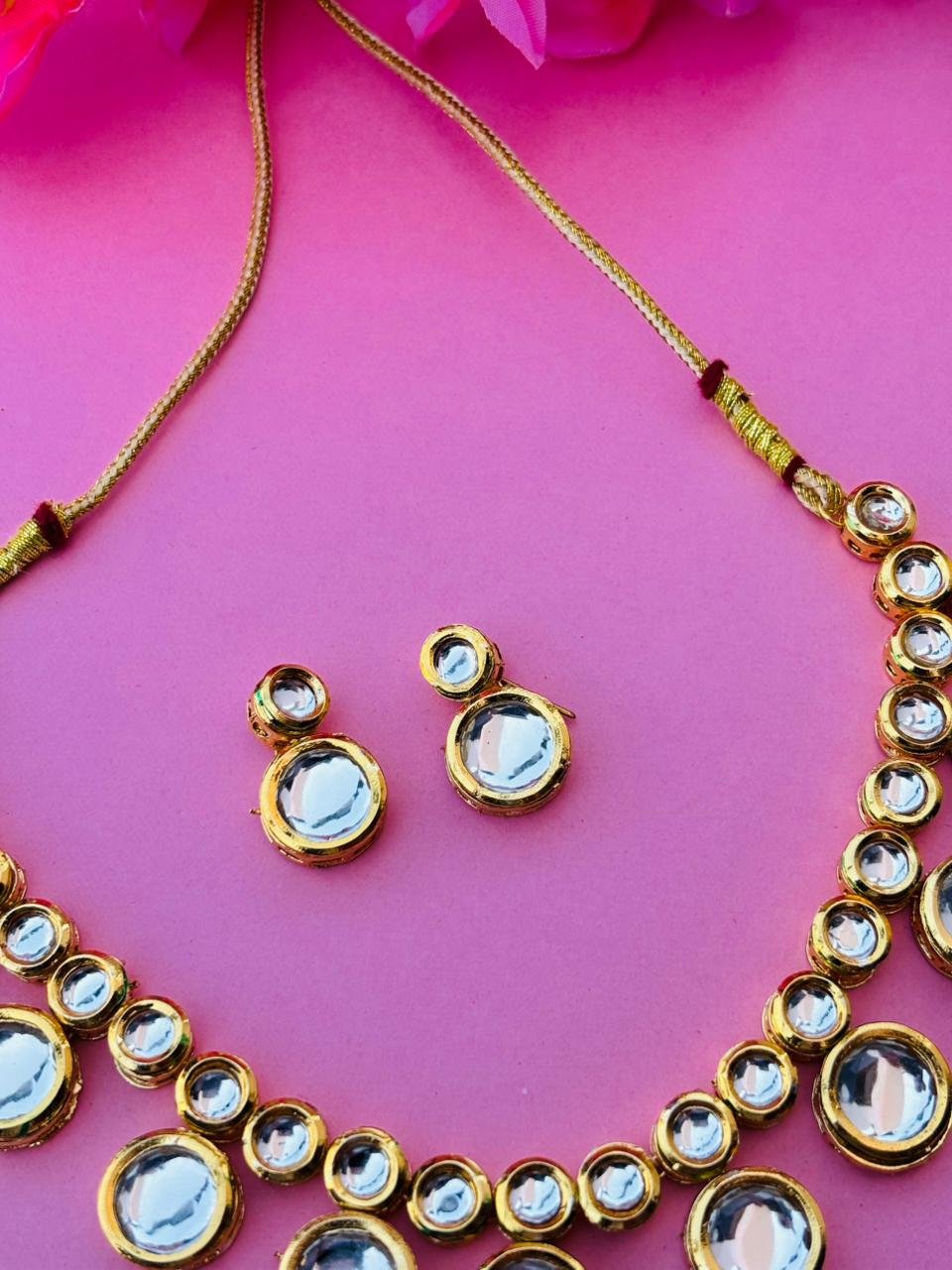 Kundan Statement Necklace with Earrings - Image 5